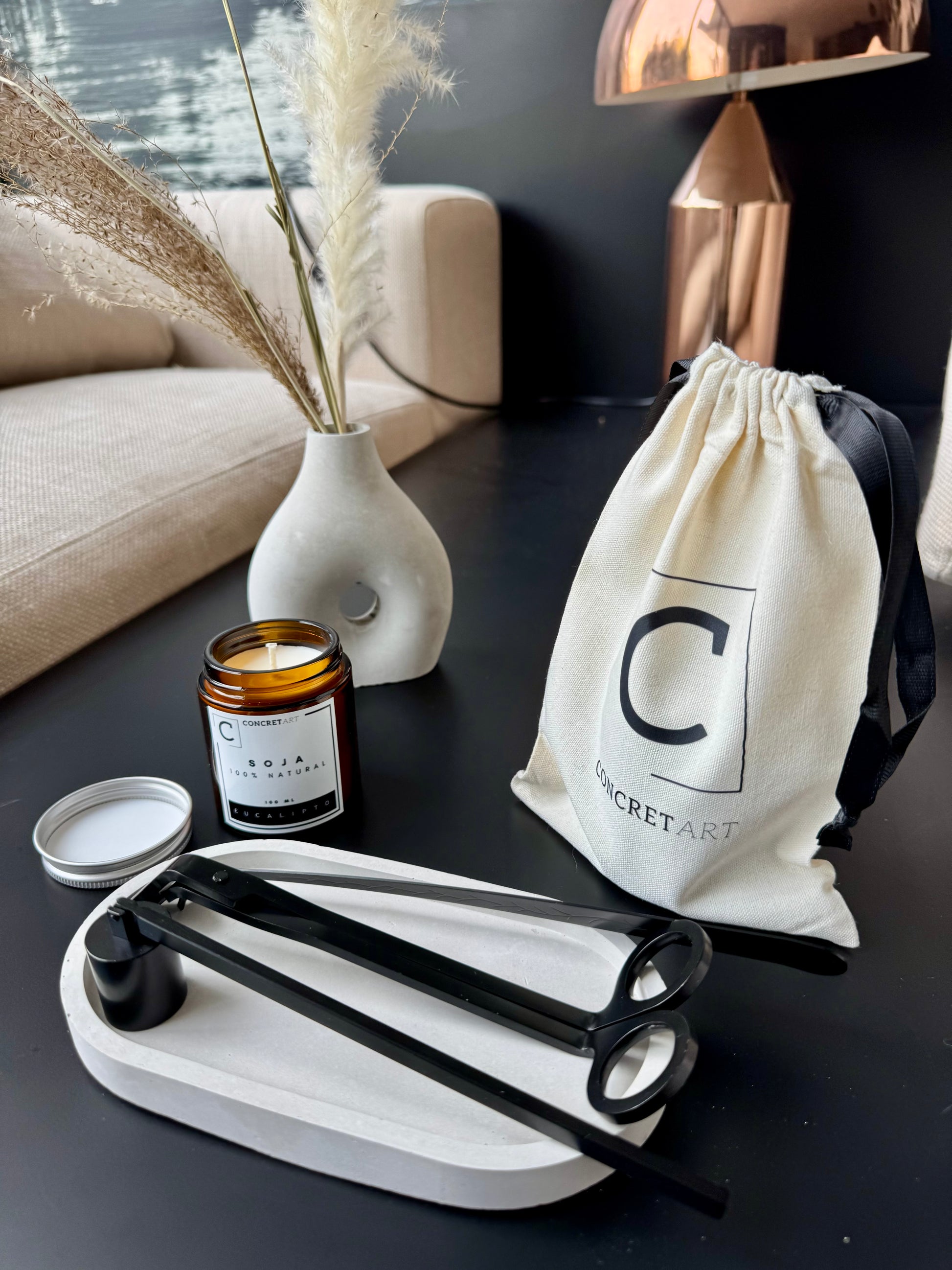 Kit accesorios para velas + 1 vela 100% SOJA aroma Vainilla